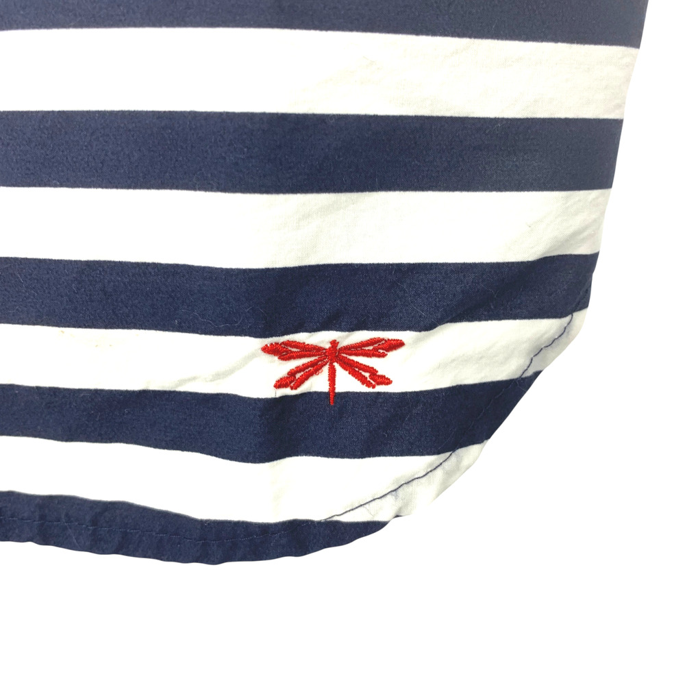 Talbots Plus Sz 16 Navy White Striped Button Front Shirt Roll Tab Sleeves - Picture 4 of 7